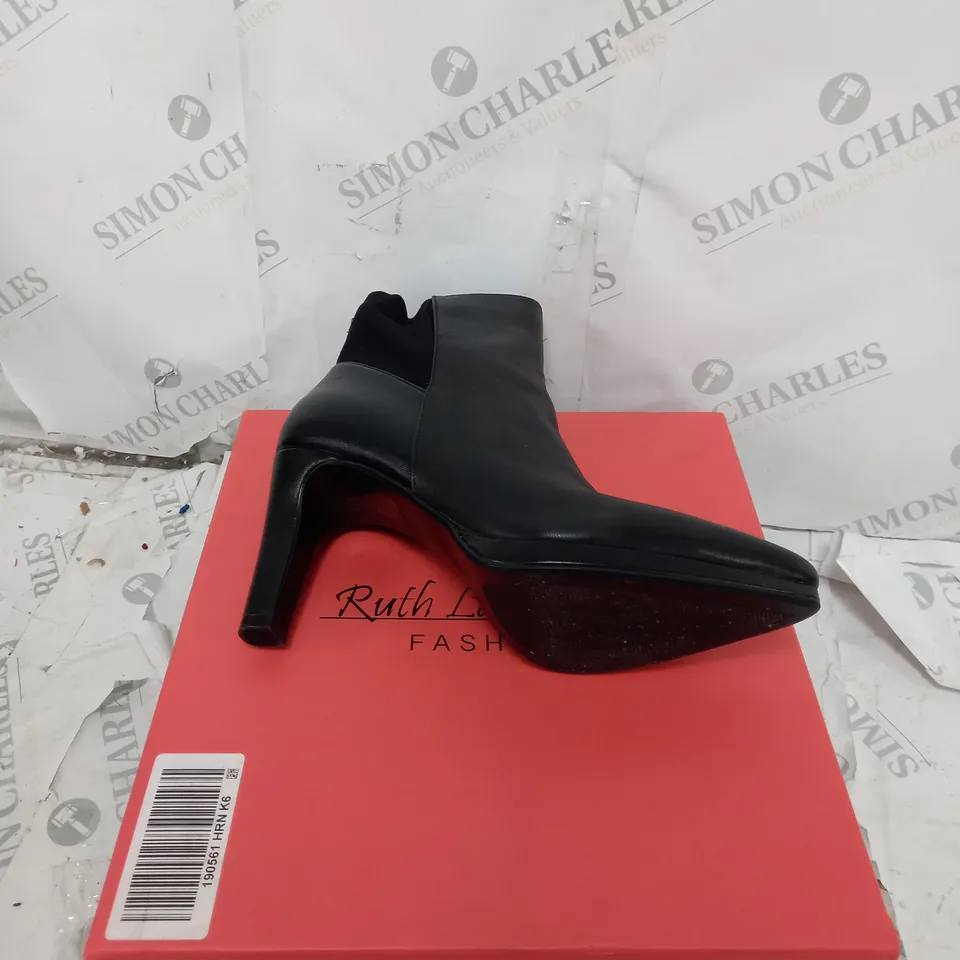 RUTH LANGSFORD PLATFORM LEATHER ANKLE BOOT - BLACK - UK 6