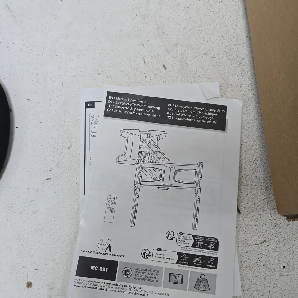 MACLEAN BRACKETS MC-891 ELECTRIC TV WALL MOUNT