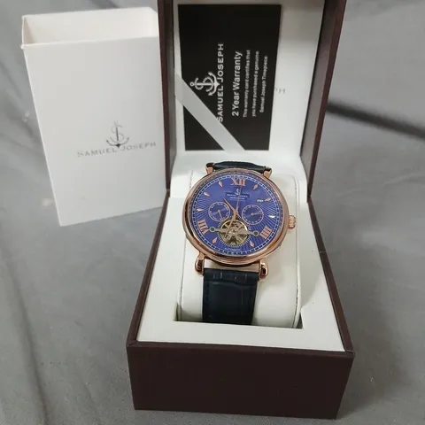 SAMUEL JOSEPH AUTOMATIC LIMITED EDITION ROSE GOLD BLUE DIAL WATCH – SJ0006