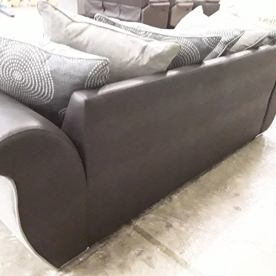 QUALITY DESIGNER DANUBE 3 SEATER SOFA - GREY/BLACK FABRIC
