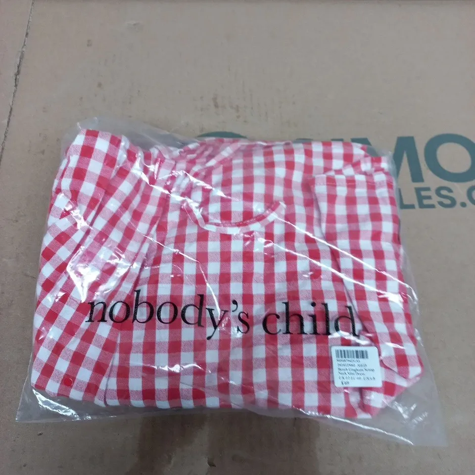 NOBODY'S CHILD BEACH GINGHAM SCOOP NECK MINI DRESS UK 12 