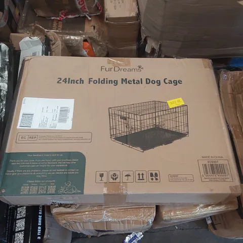 BOXED FURDREAMS 24" FOLDING METAL DOG CAGE