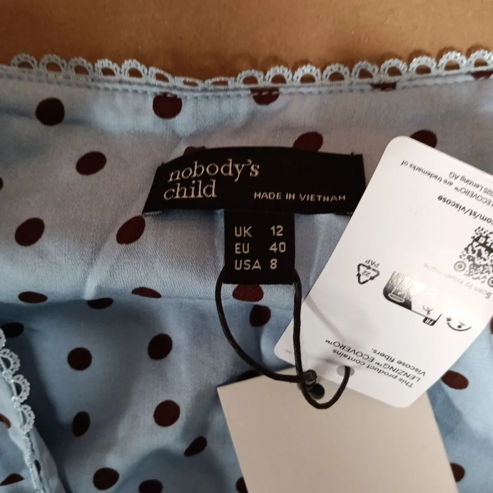 NOBODYS CHILD ALARA V NECK TOP IN BLUE - UK 12