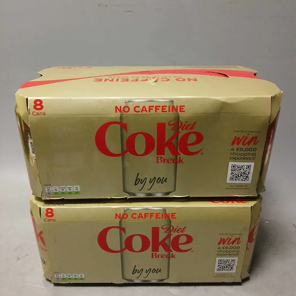 2 BOXED NO CAFFEINE DIET COKE SETS (8x2) (16x330ml) - COLLECTION ONLY