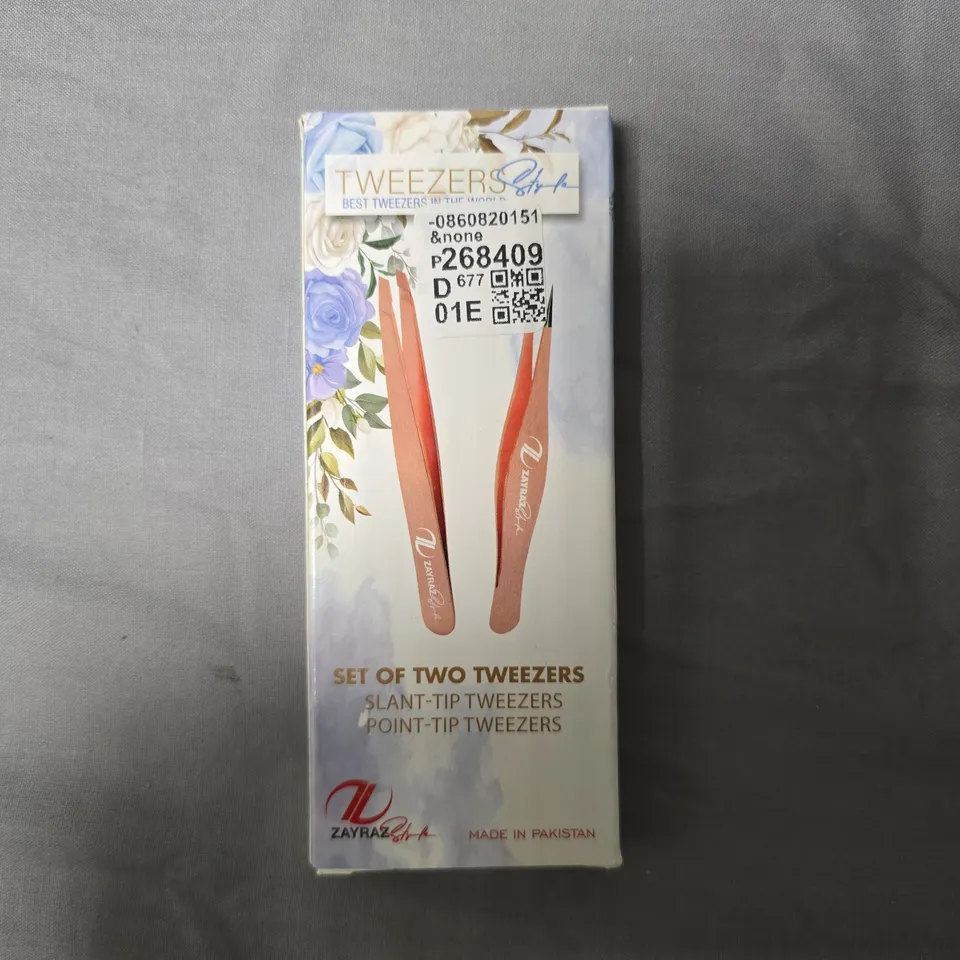 ZAYRA ROSE GOLD SET OF 2 TWEEZERS – SLANT-TIP & POINT-TIP - APPROXIMATELY 29 PCS 