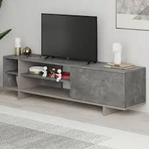 BOXED DECORTIE STOCKTON SINGLE DOOR 4 SHELF MOCHA GREY TV STAND (1 BOX)