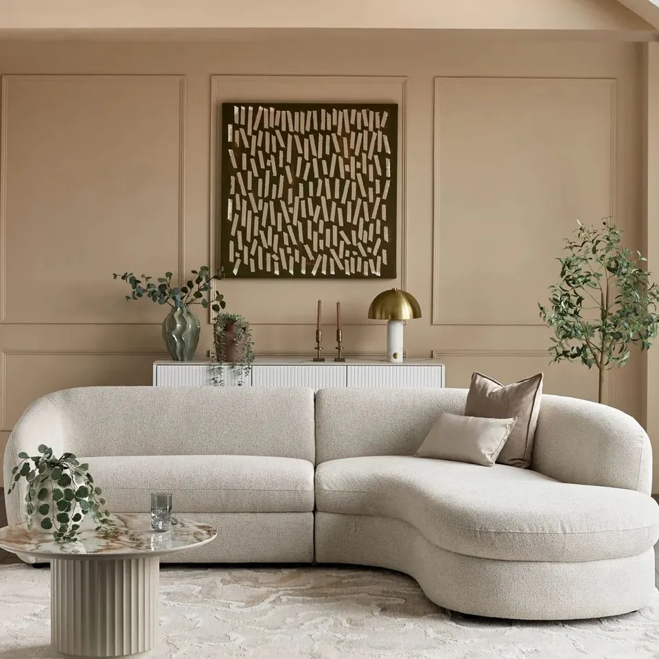 BOXED DANETTI OTTILIE NATURAL FABRIC RIGHT HAND CORNER CHAISE SOFA (2 BOXES) RRP £1999