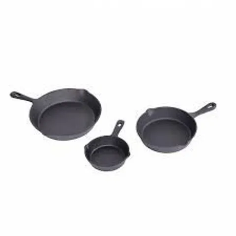 OYPLA SET OF 3 CAST IRON NON STICK SKILLET FRYING COOKING PANS
