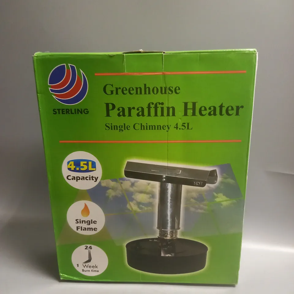 BOXED STERLING GREENHOUSE PARAFFIN HEATER 4.5L