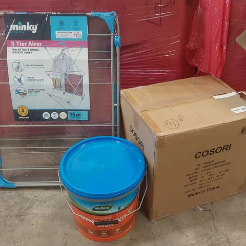 PALLET OF ASSORTED ITEMS TO INCLUDE: AIR FRYER, MINKY 3-TIER CLOTHES AIRER, STEP LADDER, COMPOST ECT