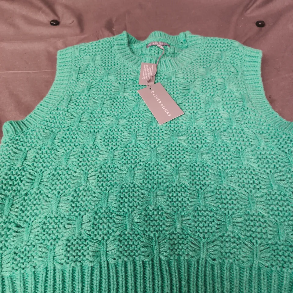 OLIVER BONAS TURQUOISE STITCHY TANK TOP – UK 10 (BLUE)