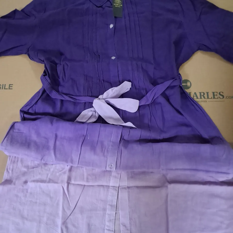 LOT OF APPROXIMATELY 28 BRAND NEW DESTELLO SHIRT DRESSES IN LILAC & PURPLE - S