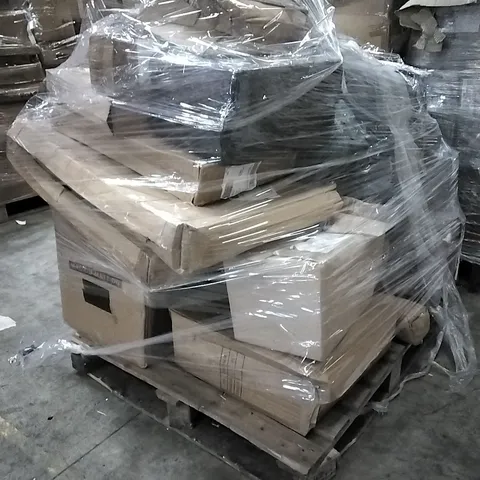 PALLET OF HOUSEHOLD ITEMS TO INCLUDE ELECTRIC MOP, BAUBLES, TREE SKIRT, TREE STAND AND OTHER ASSORTED ITEMS...