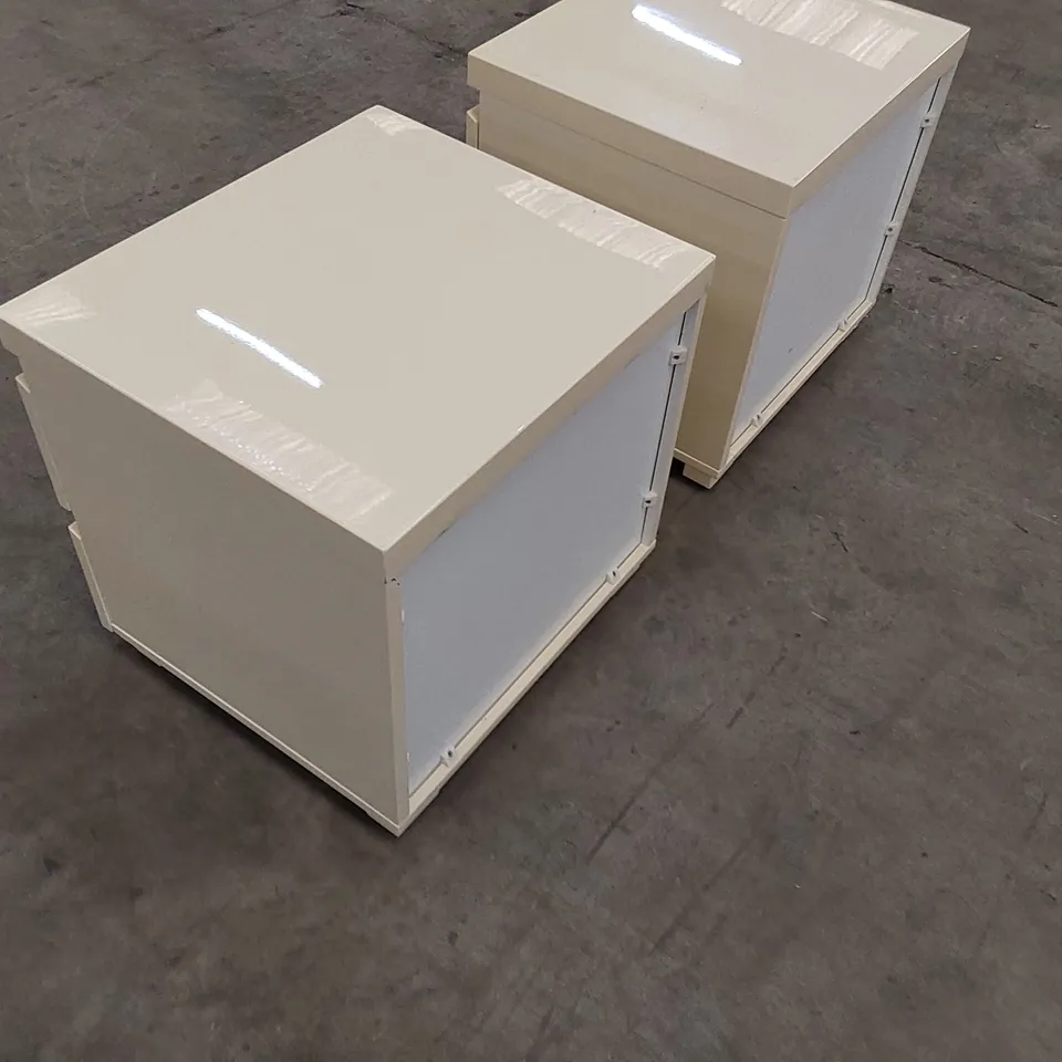 BRAND NEW 2-DRAWER BED SIDE TABLE - SET OF 2, CREAM (2 ITEMS)