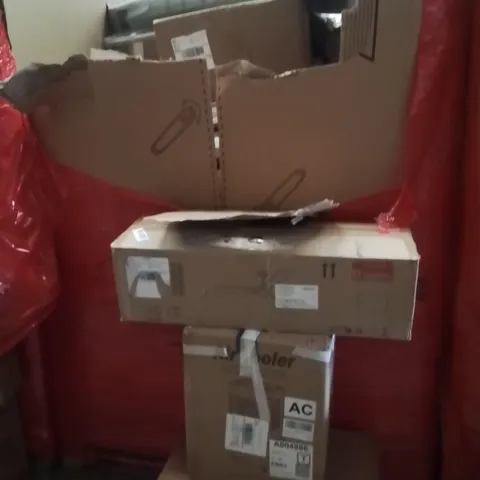 PALLET OF ASSORTED HOUSEHOLD GOODS AND PRODUCTS TO INCLUDE;LAWN MOWER,AIR COOLER,FAN