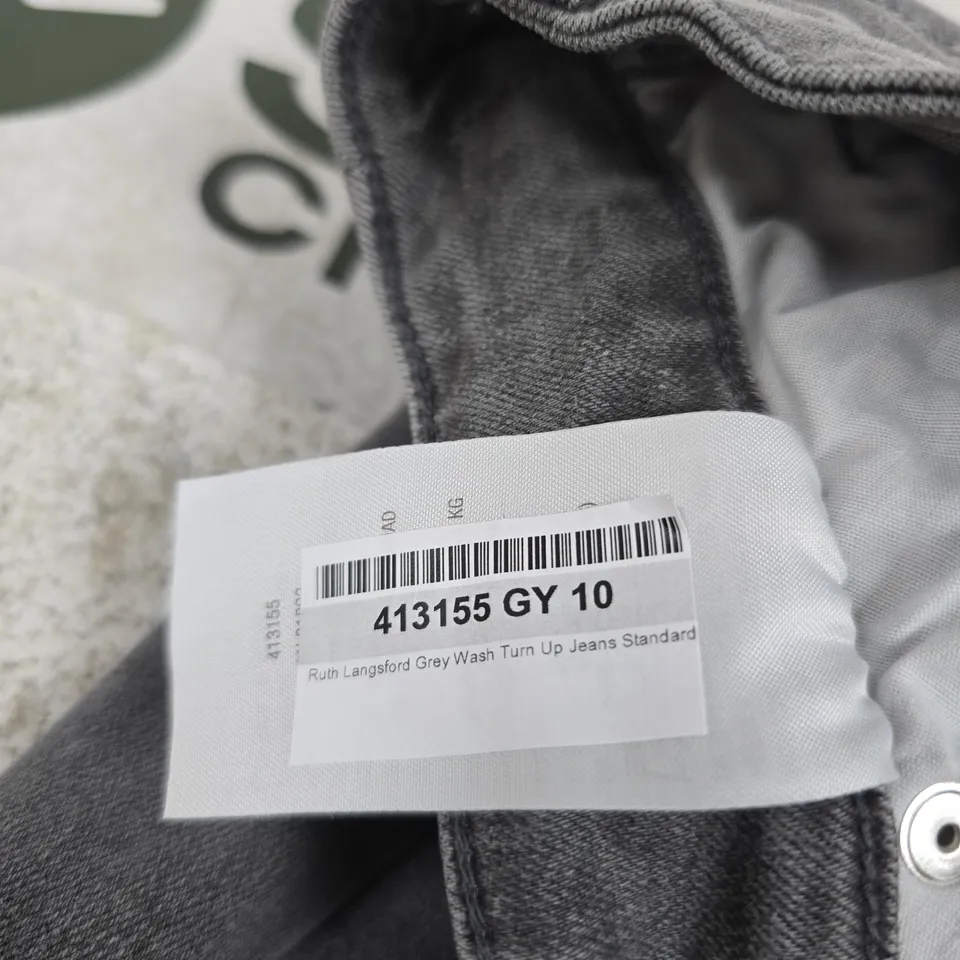 RUTH LANGSFORD GREY WASH TURN UP JEANS – UK 10 – WOMEN’S DENIM (STANDARD)