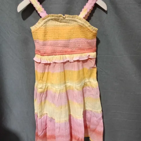 MONSOON CHILDREN'S DRESS – PINK & YELLOW STRIPED SUNDRESS - AGE 9-10 YEARS