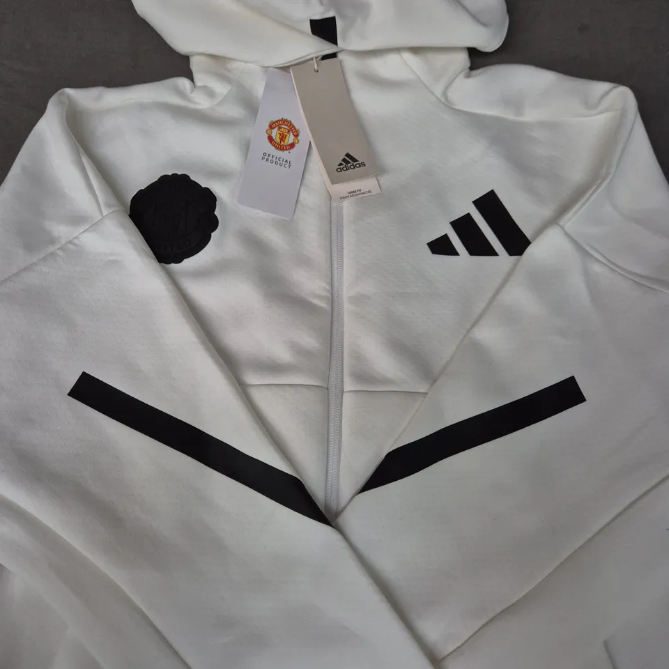 ADIDAS MANCHESTER UNITED ZIP-UP HOODIE IN WHITE SIZE UNSPECIFIED