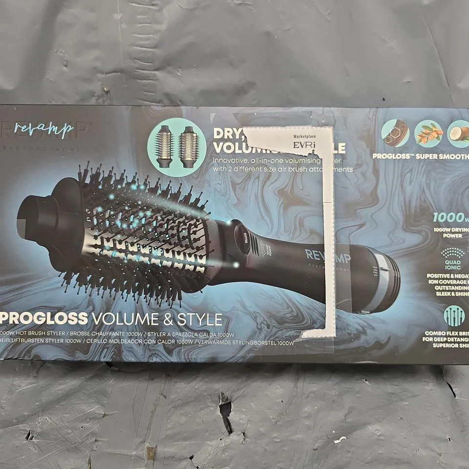 BOXED REVAMP PROFESSIONAL PROGLOSS VOLUME AND STYLE 1000W HOT BRUSH STYLER DR-2500-GB