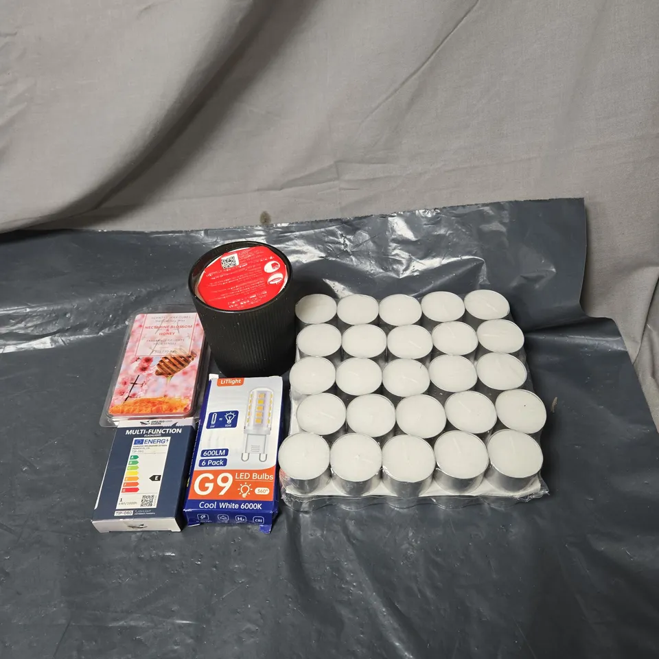 APPROXIMATELY 20 ASSORTED ITEMS TO INCLUDE CANDLES, BULBS ETC