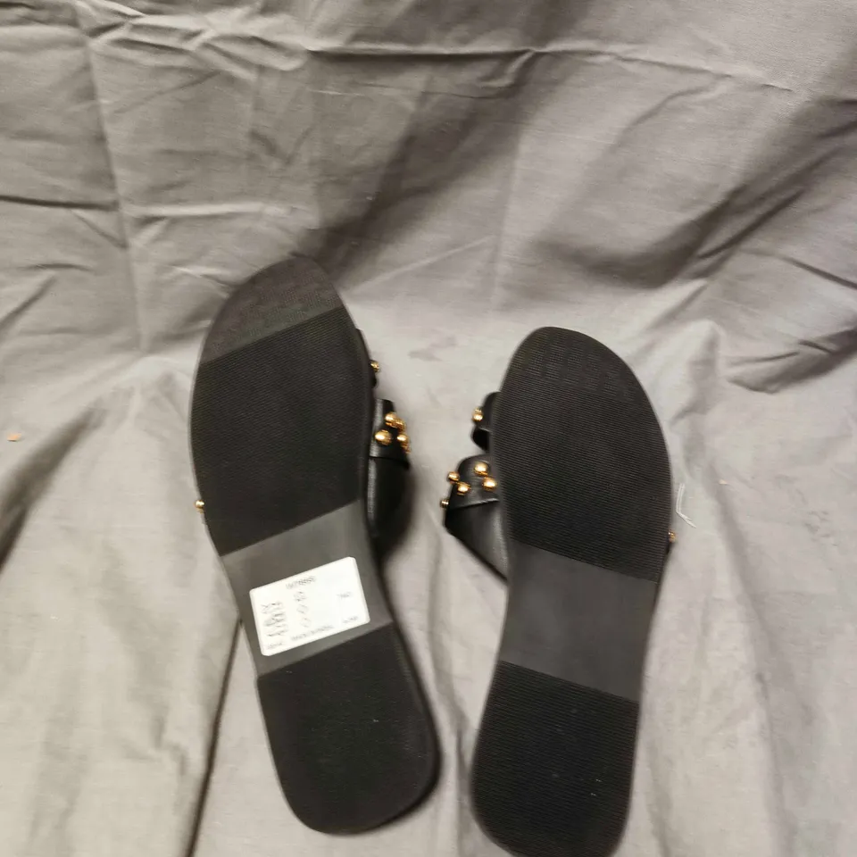 BLACK STUDDED SLIDE SANDALS BY VERY -SIZE 7