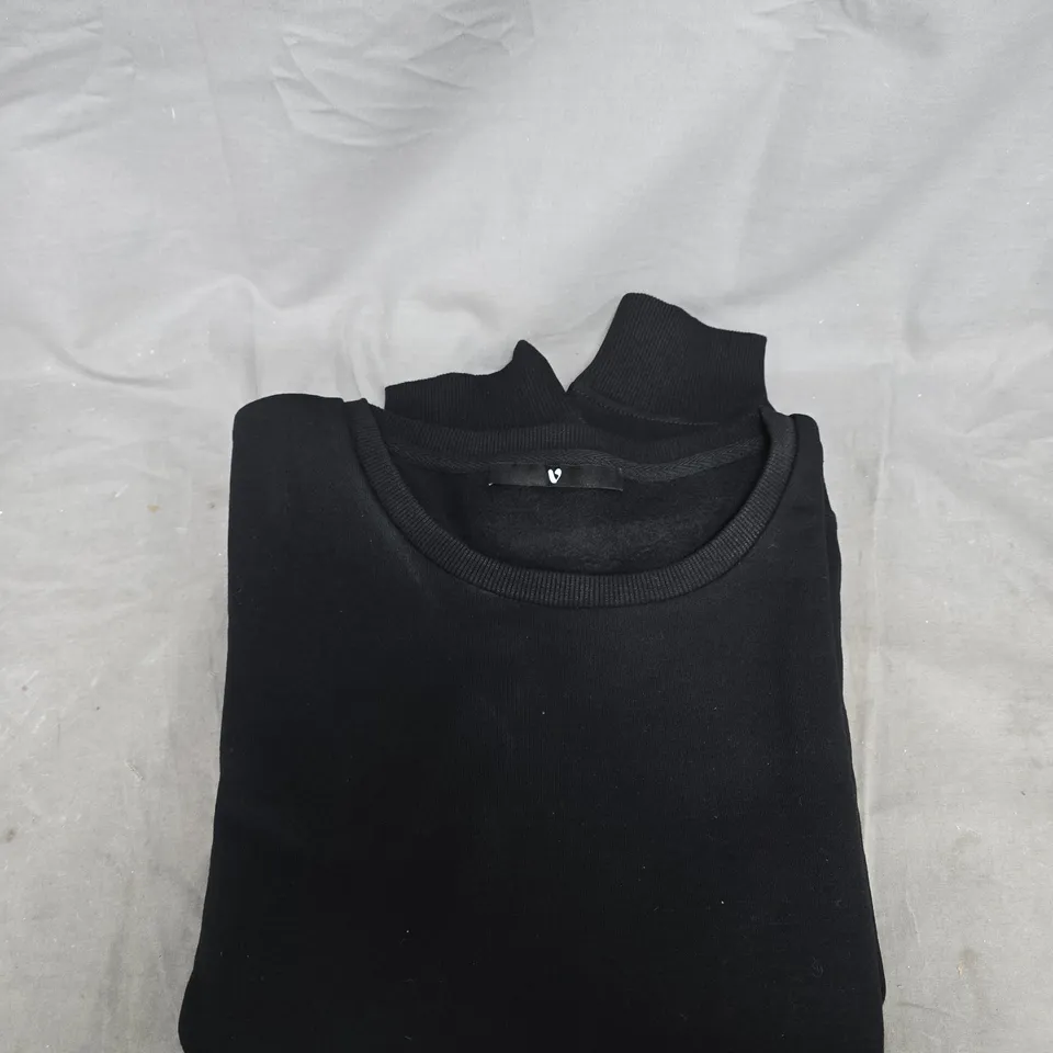 V BY VERY THE ESSENTIAL CREW NECK SWEATSHIRT - BLACK SIZE 16