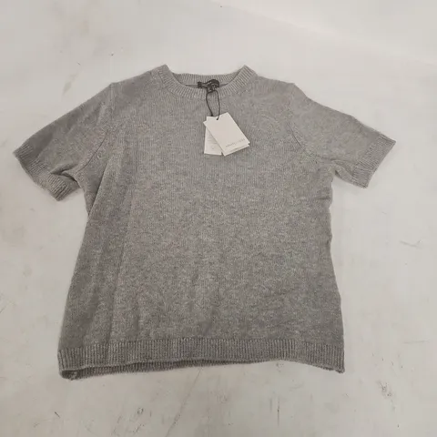 NOBODY'S CHILD WOOL COTTON KNITTED TEE – UK S, GREY