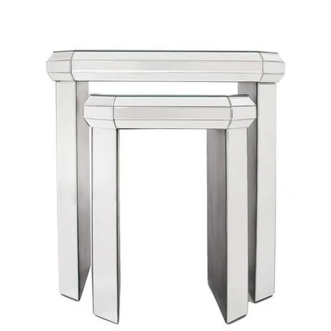 BOXED GRADE 1 MIRRORED PLINTH NEST OF 2 TABLES 