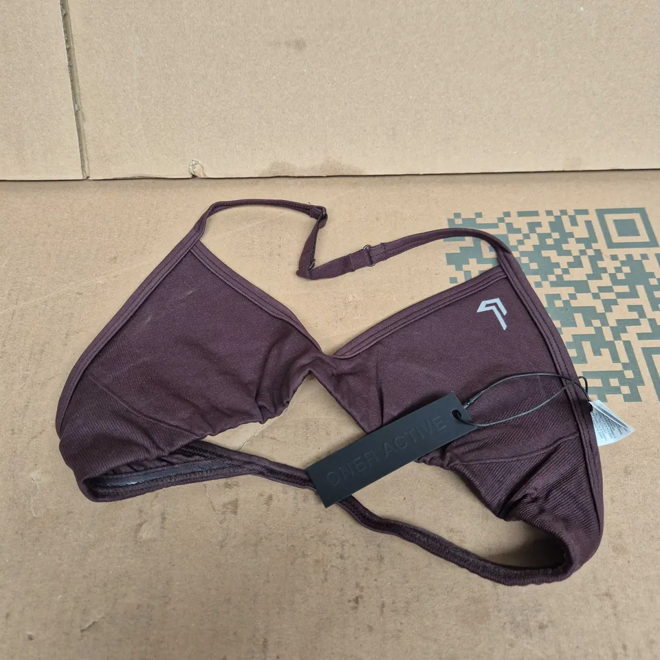 ENHANCLIFT SEAMLESS MINIMAL HALTER NECK BRALETTE – PLUM BROWN, UK SIZE M
