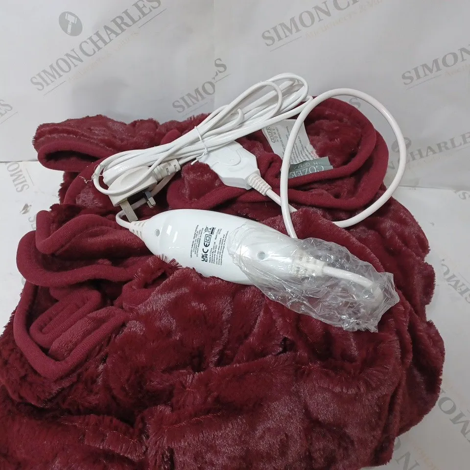 COZEE HOME VELVETSOFT HEATED THROW IN SHIRAZ WINE 