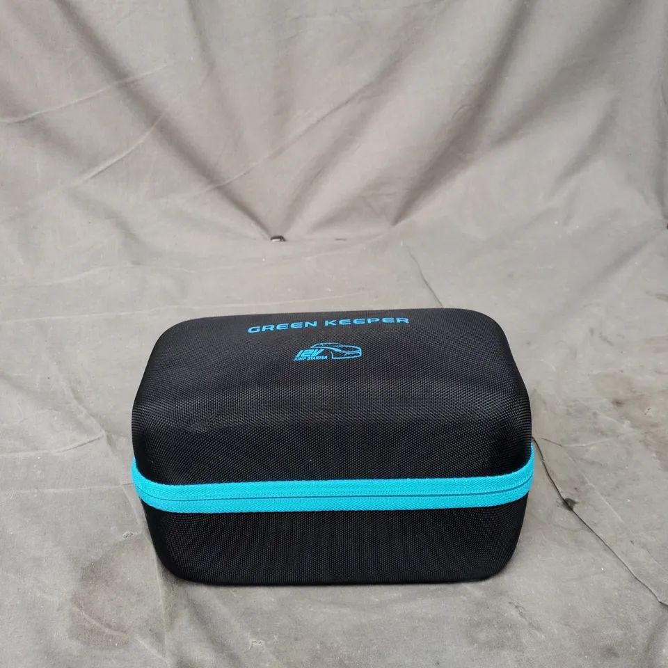 GREEN KEEPER 12V JUMP STARTER – PORTABLE CAR BATTERY BOOSTER (BLACK CASE WITH TURQUOISE TRIM)