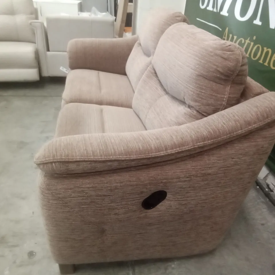 DESIGNER G PLAN MADE JACKSON 3 SEATER MANUAL RECLINER DBL SOFA - VICTORIA GINGER FABRIC 