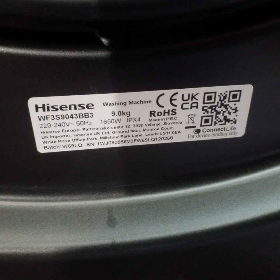 HISENSE 3S SERIES WF3S9043BB3 WIFI-ENABLED 9KG WASH, 1400 SPIN WASHING MACHINE - BLACK