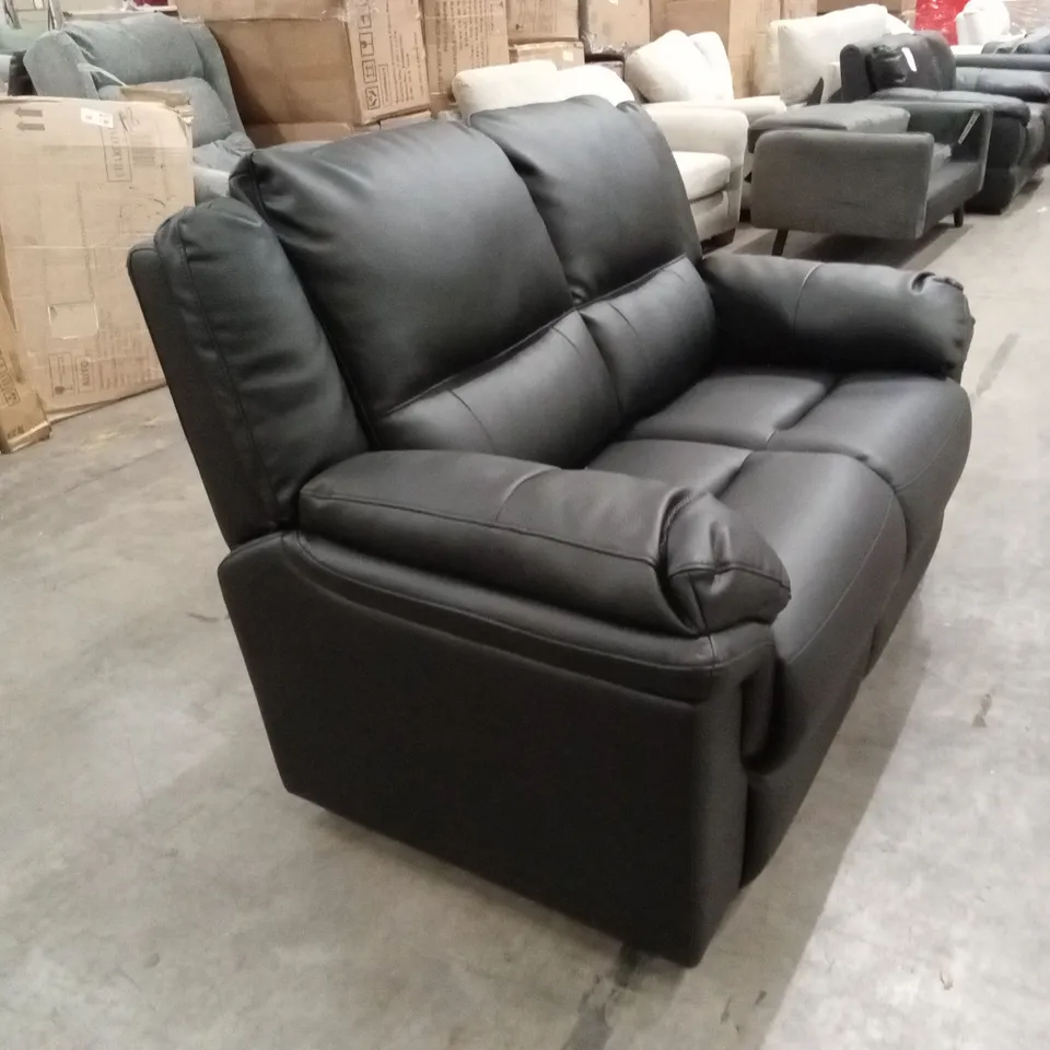ALBION LUXURY FAUX LEATHER HIGH BACK 2 SEATER SOFA - BLACK RRP £519