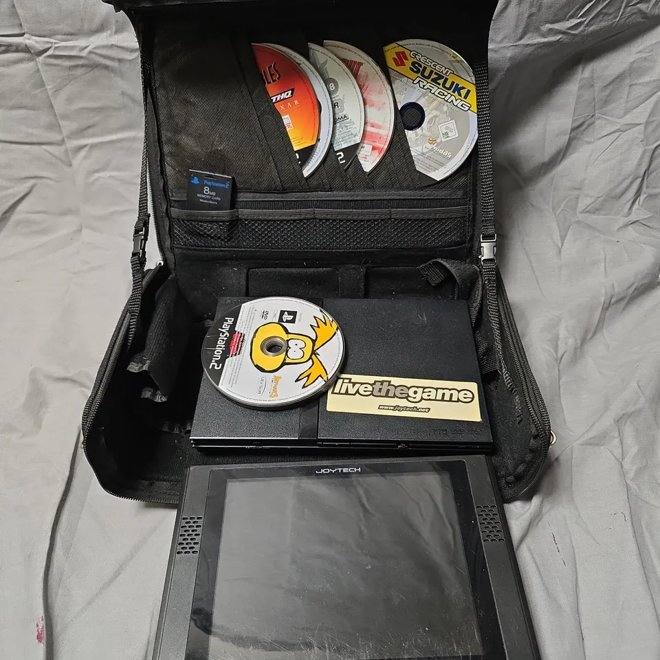 SONY PLAYSTATION 2 CONSOLE WITH PORTABLE SCREEN & GAMES 