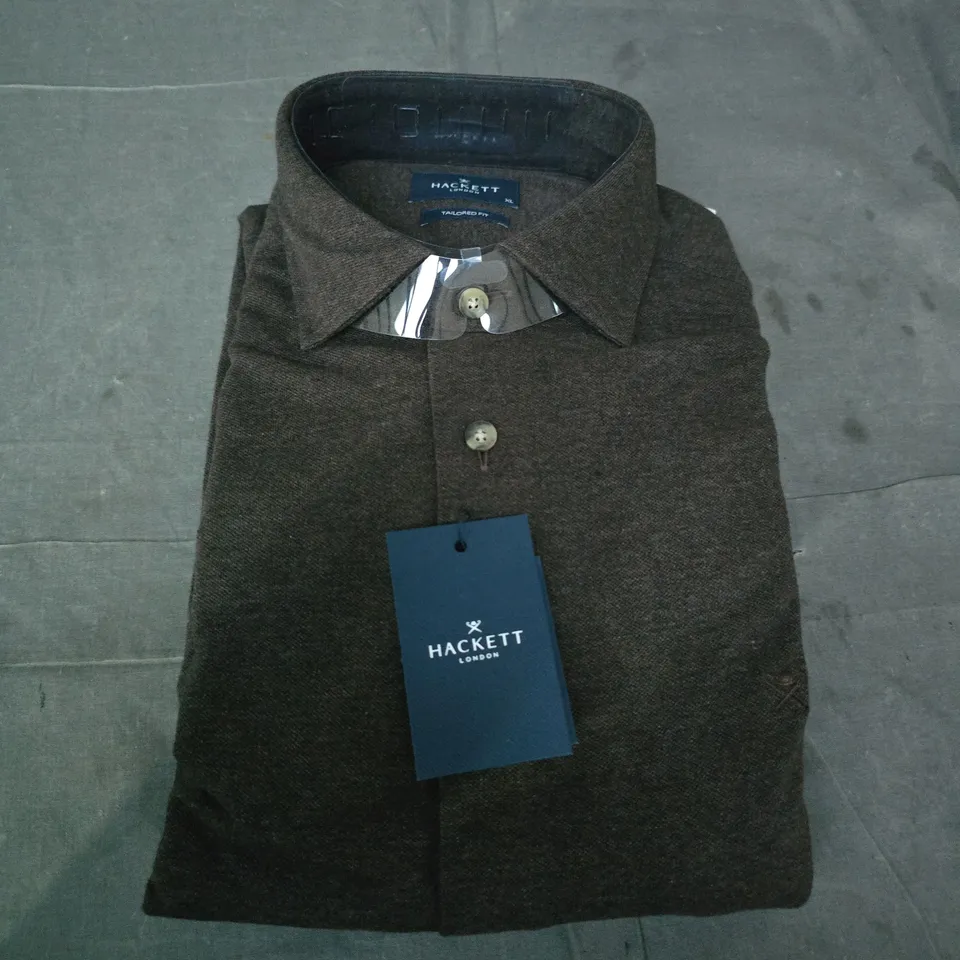 HACKETT LONDON MELANGE JERSEY POLO SHIRT – DARK BROWN, XL