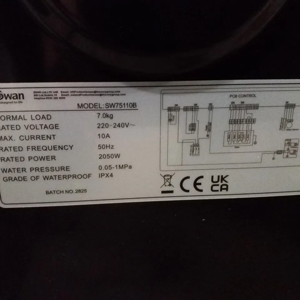 SWAN SW75110B 7KG 1200 SPIN FREESTANDING WASHING MACHINE