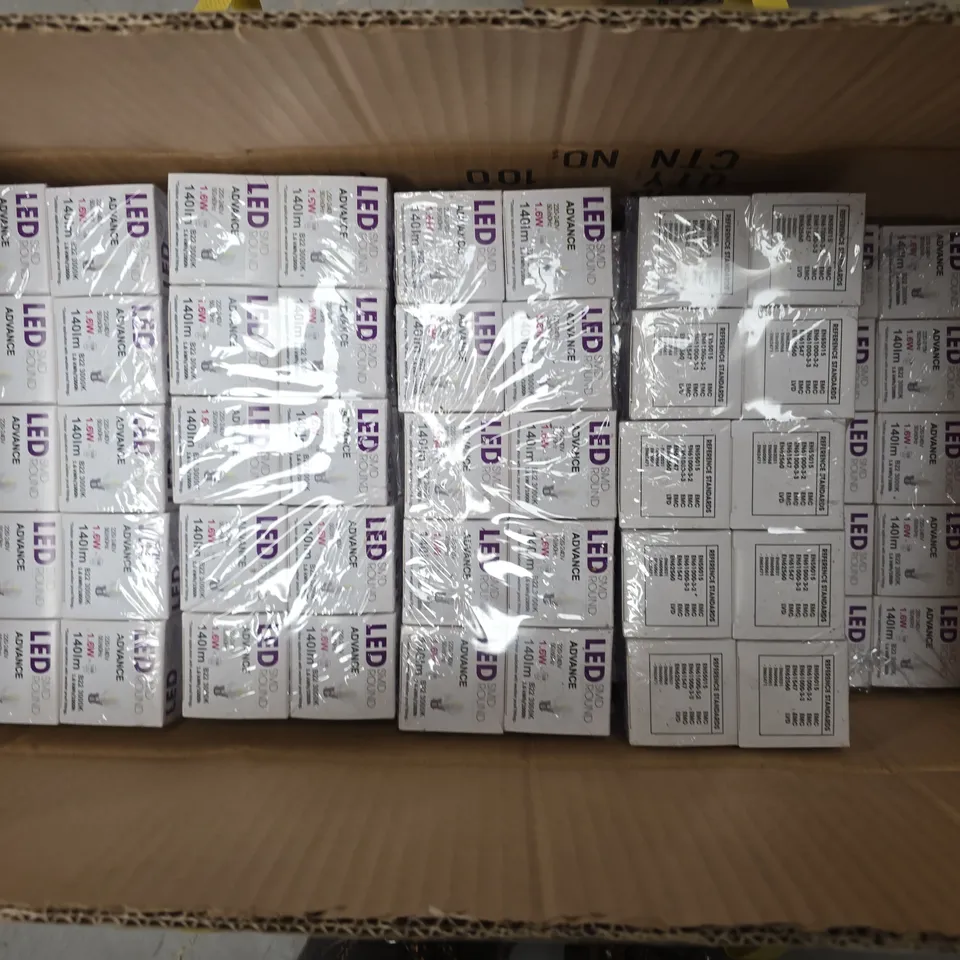 APPROXIMATELY 80 BOXED LED SMD ROUND 3000K BULBS 