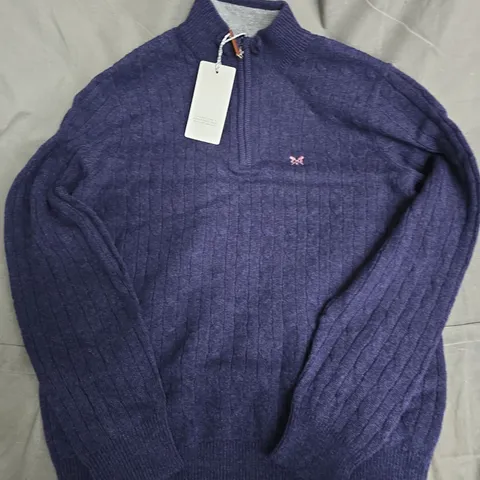 CREW CLOTHING COMPANY LAMBSWOOL HALF ZIP IN NAVY - XL