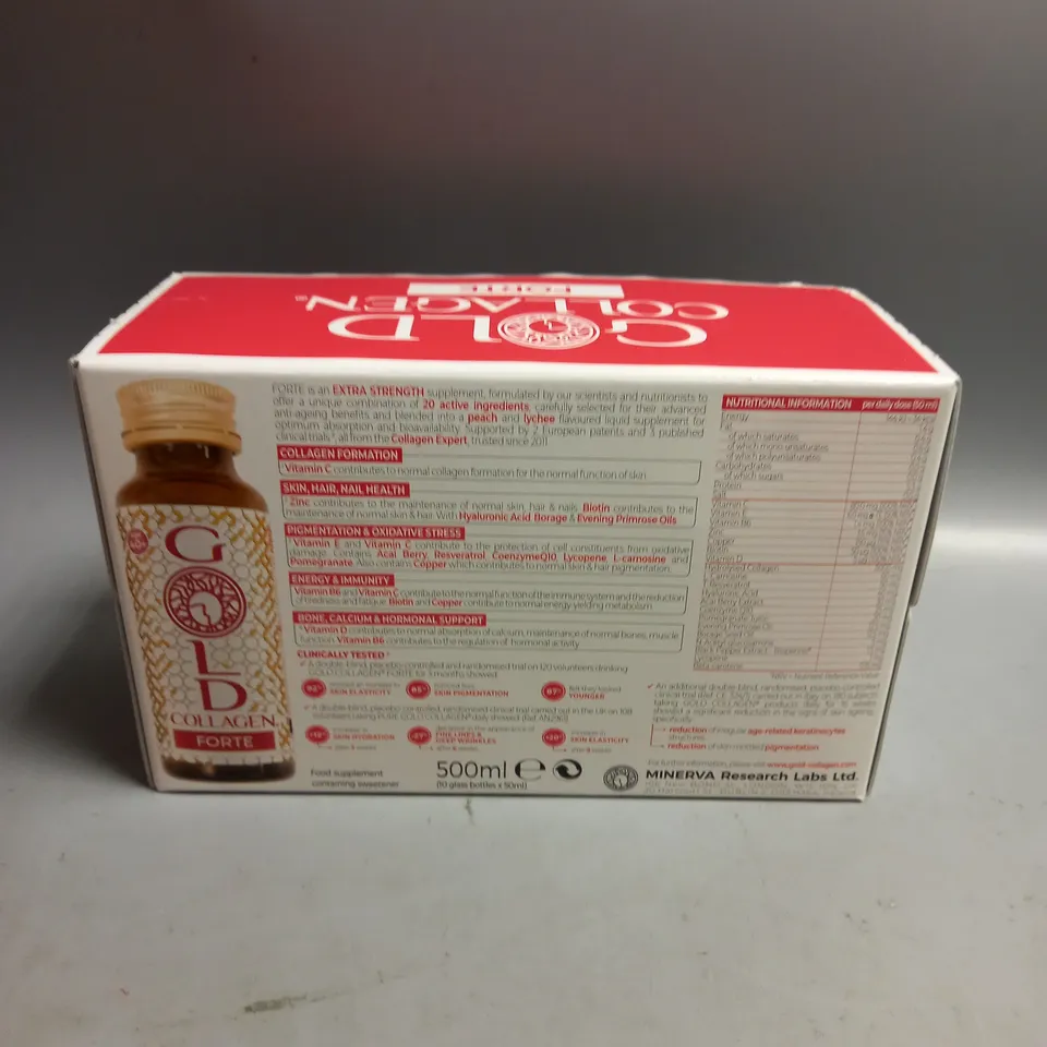 GOLD COLLAGEN FORTE LIQUID FOOD SUPPLEMENT 10 X 50ML GLASS BOTTLES