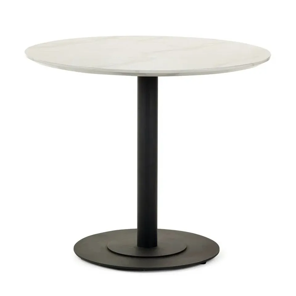 BOXED ESMAN 80CM PEDESTAL DINING TABLE - WHITE (1 BOX)