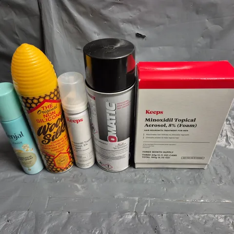 APPROXIMATELY 10 ASSORTED AEROSOLS TO INCLUDE WOOD SILK, BODY SPRAYS AND MINOXIDIL TOPICAL AEROSOL