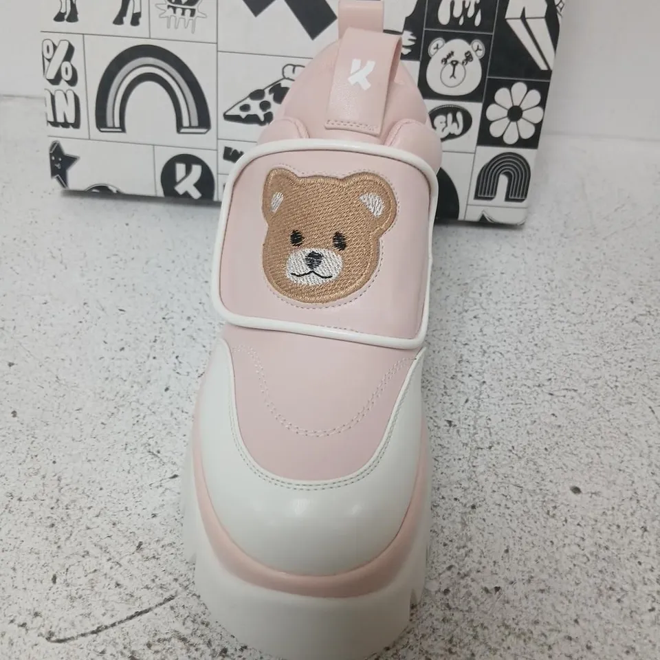 BOXED PAIR OF KOI TEDDY SURA PINK VILUN PLATFORM TRAINERS - UK 4
