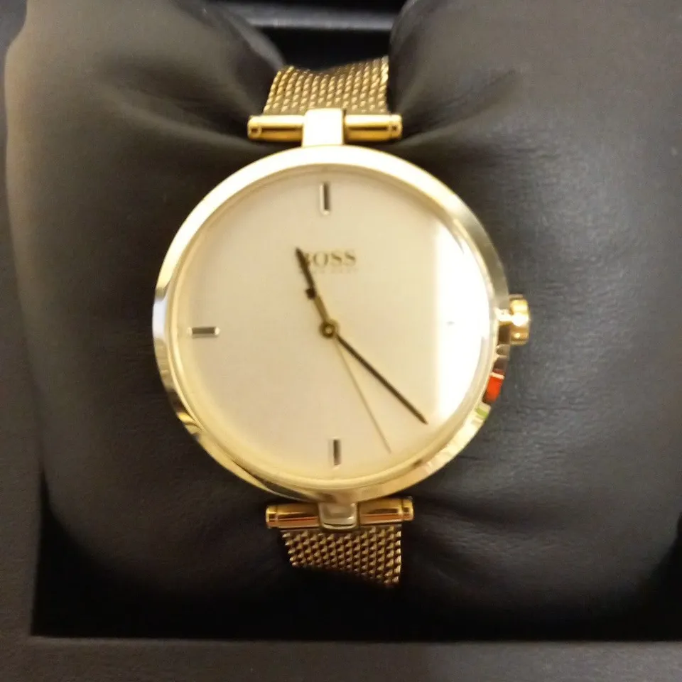 HUGO BOSS MAJESTY LIGHT YELLOW GOLD MESH WRIST WATCH