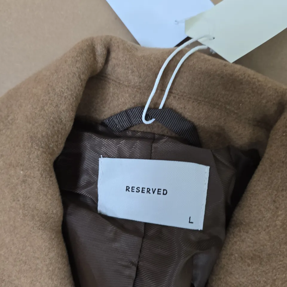 RESERVED TAN WOMEN'S BELTED LONG COAT – UK SIZE L