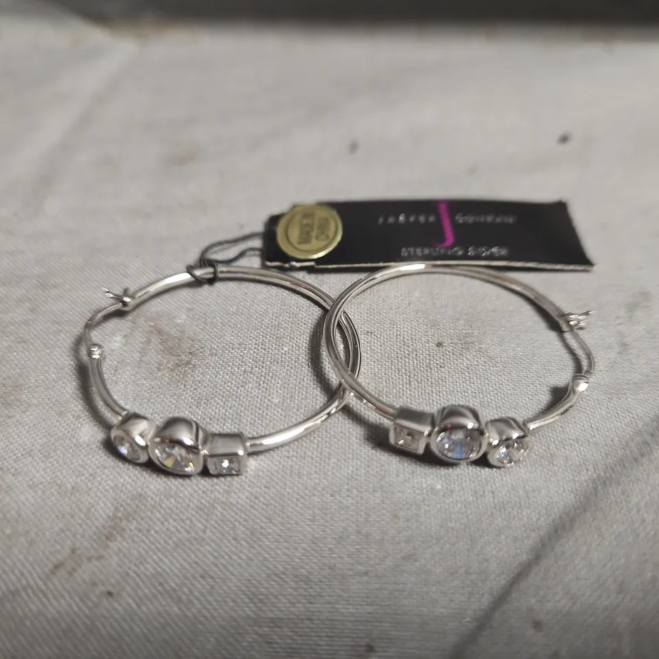 JASPER CONRAN STERLING SILVER HOOP EARRINGS WITH CLEAR STONES