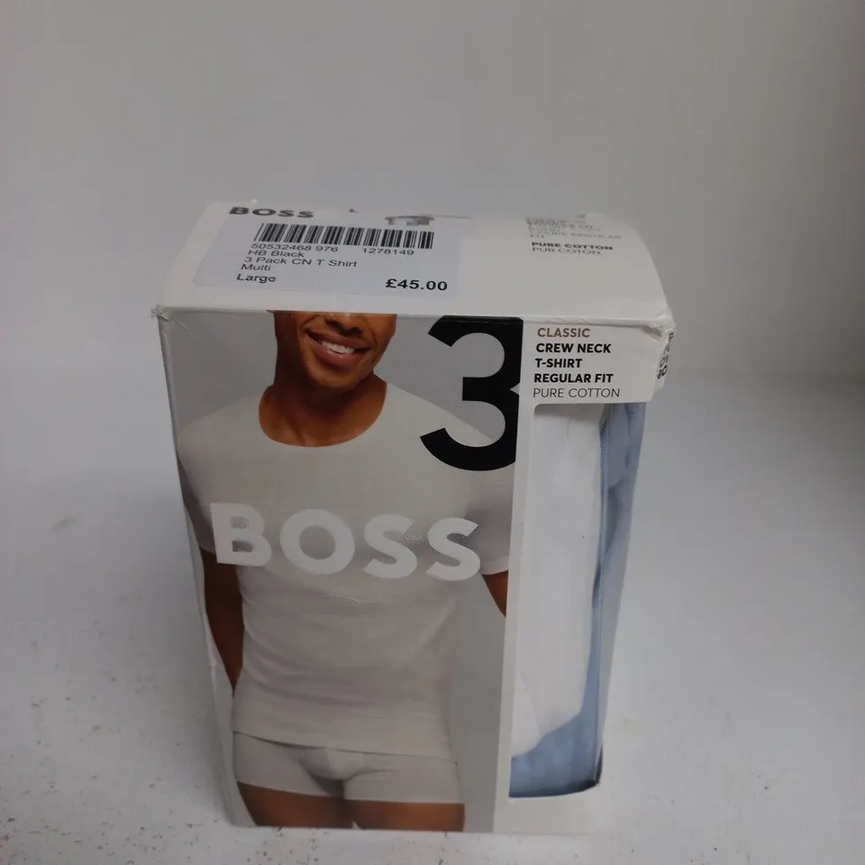 BOSS CLASSIC CREW NECK T-SHIRT – 3 PACK, MULTI, LARGE
