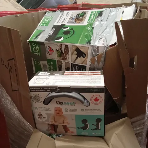 PALLET OF ASSORTED HOUSEHOLD GOODS AND PRODUCTS TO INCLUDE; STEAM CLEANERS, BABY PLAYPEN, BABY UPSEAT ETC