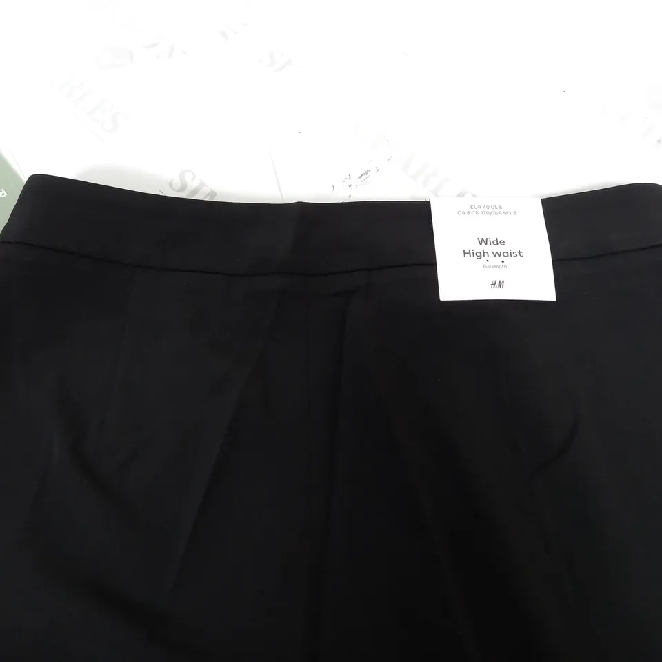 H&M WIDE HIGH WAIST BLACK TROUSERS - EUR 40