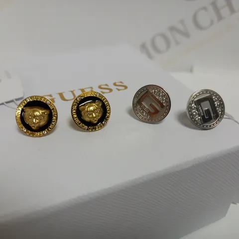 GUESS G SOLITAIRE EARRINGS + DAKTARI LION EARRINGS